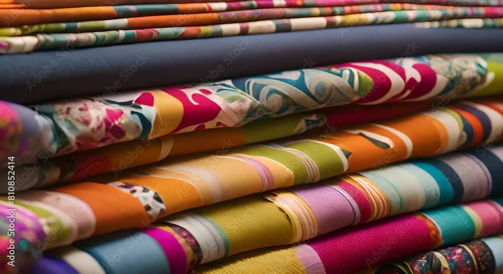 Vibrantly colored fabric in various shades and patterns neatly arranged on a table ideal for creative crafting and sewing endeavors Smart fabric changing its color and texture Vibrantly colored fabric in various shades and patterns neatly arranged on a table ideal for creative crafting and sewing endeavors Smart fabric changing its color and texture