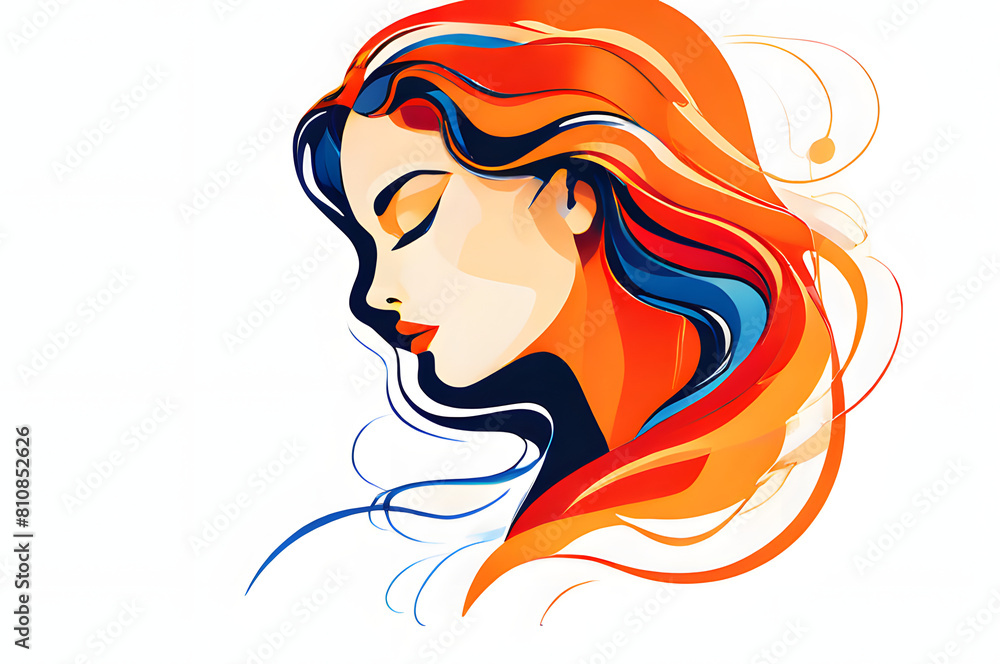 Abstract minimalism: A single continuous line portraying the serene profile of a woman's face in elegant simplicity. Artistic concept of minimalistic beauty and grace. Abstract minimalism: A single continuous line portraying the serene profile of a woman's face in elegant simplicity. Artistic concept of minimalistic beauty and grace.