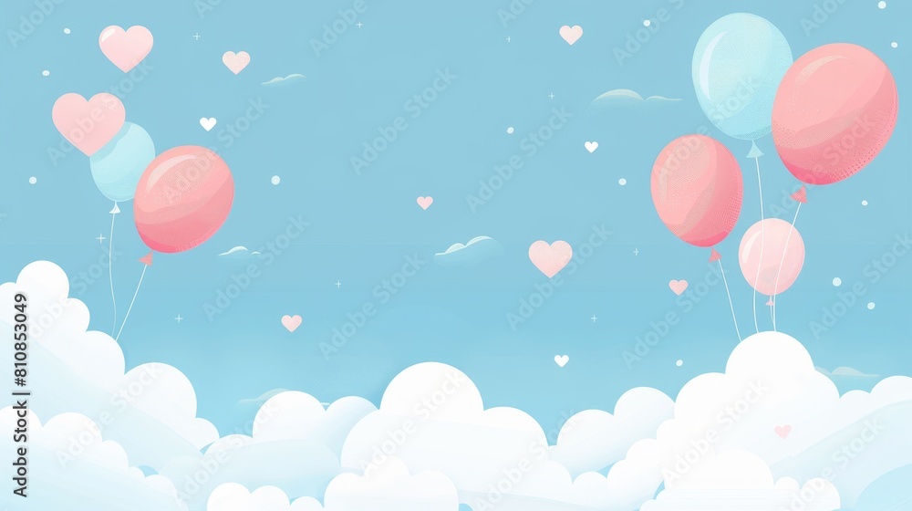 Three hot air balloons are flying in the sky, with one of them being pink
