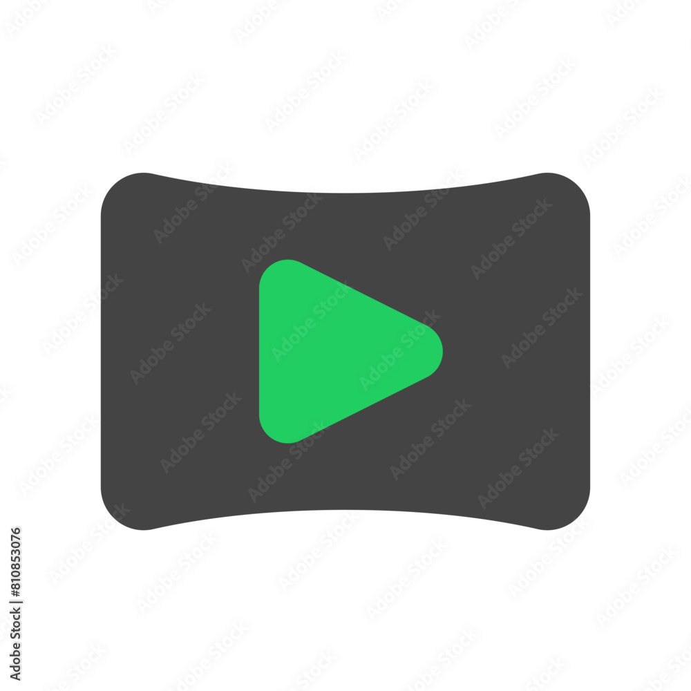 Editable curved wide screen, play video vector icon. Movie, cinema, entertainment. Part of a big icon set family. Perfect for web and app interfaces, presentations, infographics, etc Editable curved wide screen, play video vector icon. Movie, cinema, entertainment. Part of a big icon set family. Perfect for web and app interfaces, presentations, infographics, etc