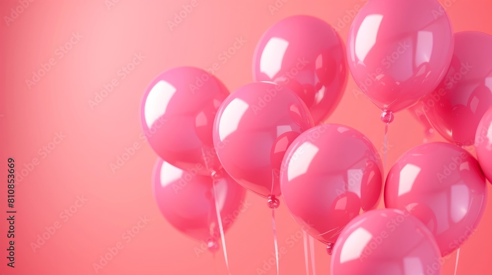 A pink balloon is floating in the sky above a blue and pink landscape A pink balloon is floating in the sky above a blue and pink landscape