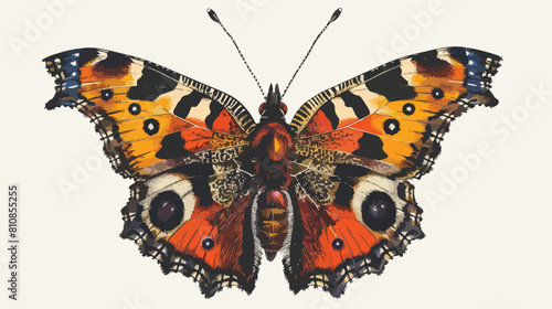 Aglais urticae butterfly moth species in vintage style photo