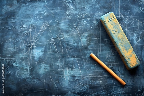 A pencil and an eraser on a table photo