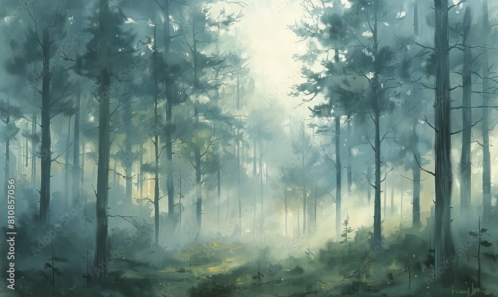 misty morning in the forest misty morning in the forest