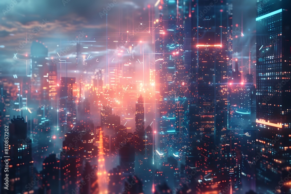 A cityscape illuminated by numerous lights A cityscape illuminated by numerous lights