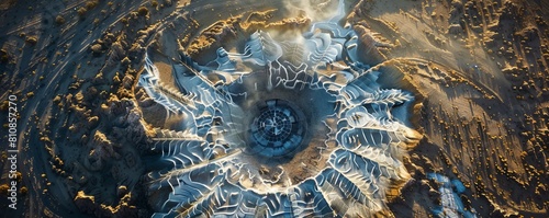 Aerial view of a concentrated solar thermal plant, Mojave Desert, California, near Las Vegas, United States. photo