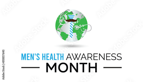 Men's Health Awareness Month observed every year in June. Template for background, banner, card, poster with text inscription.