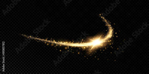 Abstract light speed motion effect.Gold color spiral glow effect.Magic shiny lin