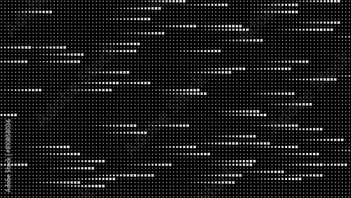 Abstract Digital Mosaic Grid Square Dots Halftone Tech Background Pattern. White Pixels Moving Fast on Grid. Hi-Tech Minimal Technology Design Texture. Digital Data Flow Transfer Vector.
