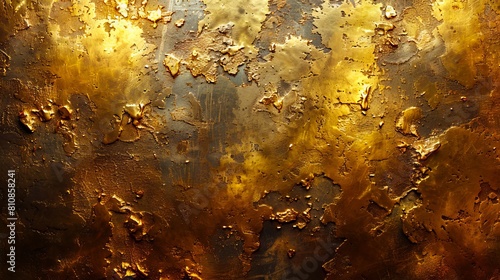 A gold metal texture with rust and paint. photo