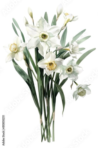 Wallpaper Mural A bunch of white flowers with green leaves, suitable for various projects Torontodigital.ca