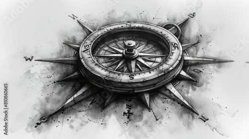 Compass on White Background