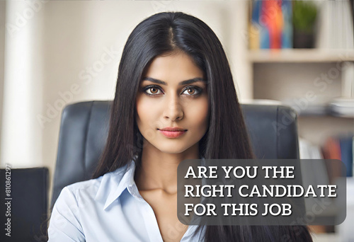 Portrait of a Confident Indian Woman Are you the right candidate for this job HR