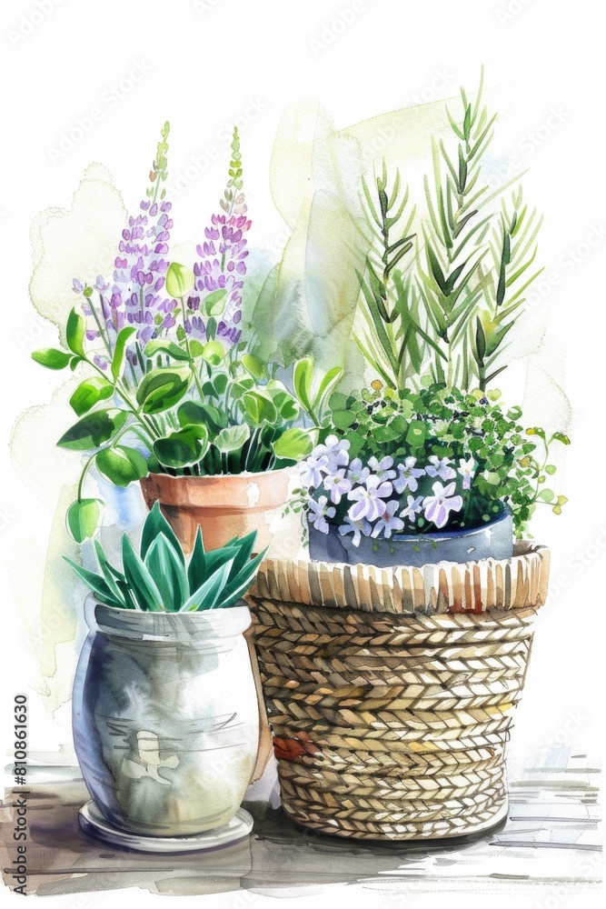 Three potted plants arranged on a table, suitable for home decor Three potted plants arranged on a table, suitable for home decor