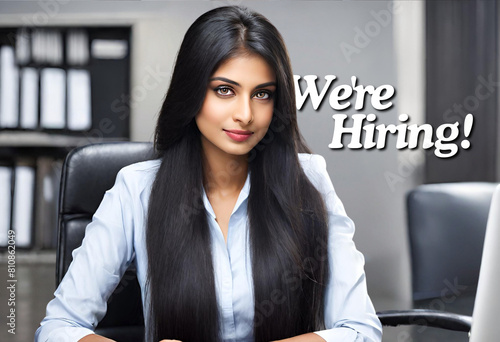 We're Hiring! Portrait of a Confident Indian Woman Portrait of a Confident Office HR Woman