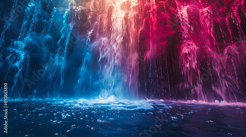 light effects on waterfall in the water photo