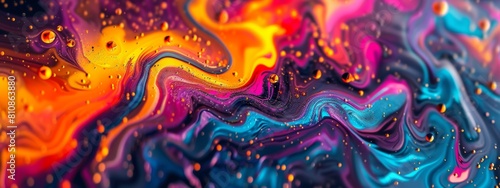 Abstract painting of colorful liquid pouring on a surface