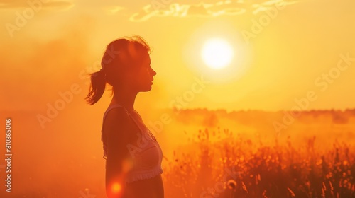 Silhouette of Woman at Sunset