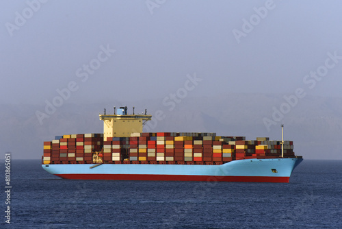 Vászonkép Container Ship is Nearing Suez Canal