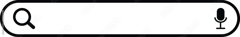 Search bar with microphone icon isolated on white background . Magnifying glass search button with microphone icon . Vector illustration Search bar with microphone icon isolated on white background . Magnifying glass search button with microphone icon . Vector illustration