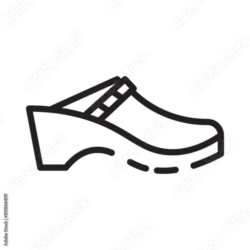 Clog Shoes Lady Line Icon