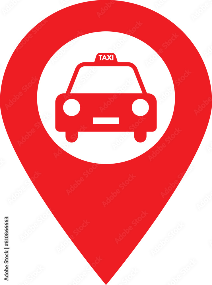 Taxi location icon . Map pointer with taxi icon . Taxi stop location icon vector Taxi location icon . Map pointer with taxi icon . Taxi stop location icon vector