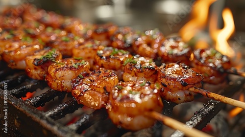 grilled shrimps ,Fresh hot grilled shrimp skewers on the grill,Cajun Shrimp,skewers