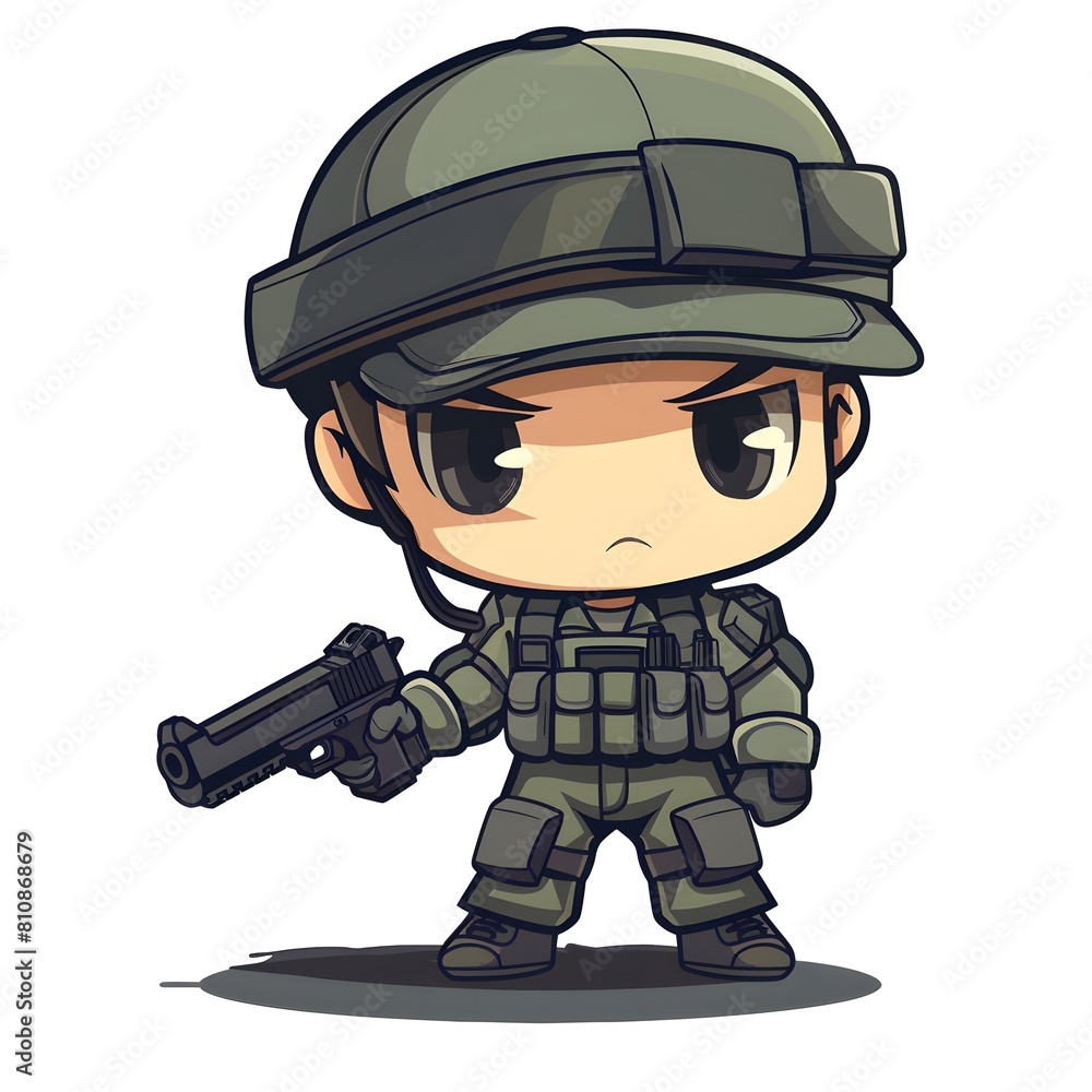 The cute soldier It is wearing tactical gear including a helmet with goggles and ear protection or communication devices attached and hold guns The cute soldier It is wearing tactical gear including a helmet with goggles and ear protection or communication devices attached and hold guns
