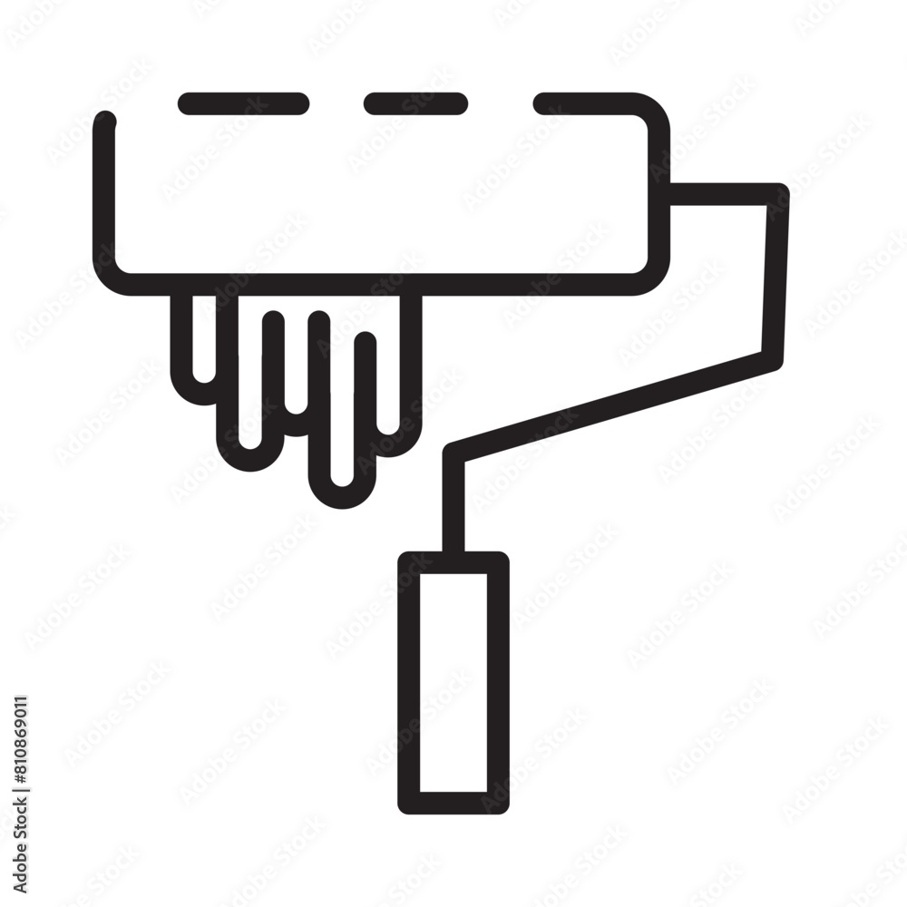 Paint Roll Roller Line Icon Paint Roll Roller Line Icon