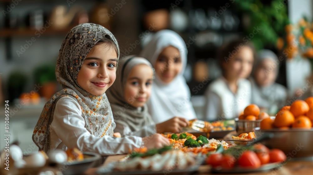 group of happy muslim having dinner during ramadan celebration ,family cooking together group of happy muslim having dinner during ramadan celebration ,family cooking together