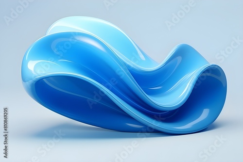 Fototapeta Naklejka Na Ścianę i Meble -  Abstract blue  shape against white background, 3D illustration.  Smooth shape 3d rendering  , generated by AI. 3D illustration