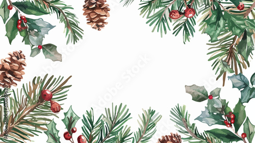 Christmas greeting card template decorated by branche