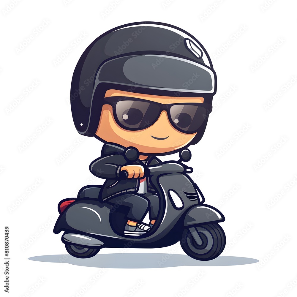 The Cute boy an expression of joy or excitement on the character’s face as it rides the scooter The Cute boy an expression of joy or excitement on the character’s face as it rides the scooter