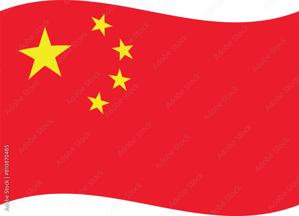 Wavy China flag isolated on white background . Chinese waving flag . Vector illustration Wavy China flag isolated on white background . Chinese waving flag . Vector illustration