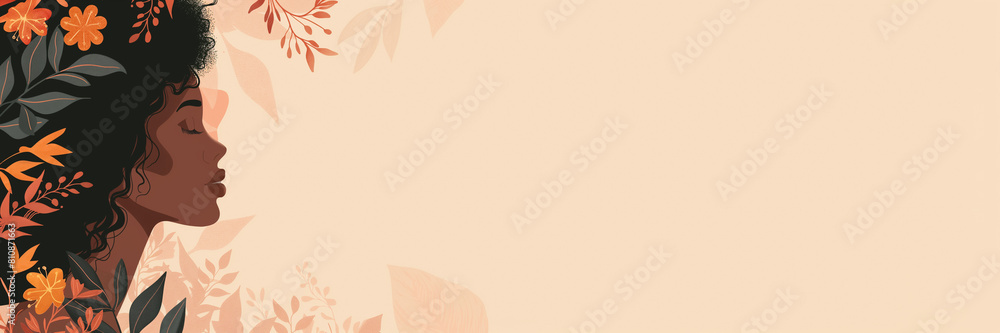 Profile of a Woman Amidst Flowers. Woman's Day, Mother's Day Background Profile of a Woman Amidst Flowers. Woman's Day, Mother's Day Background