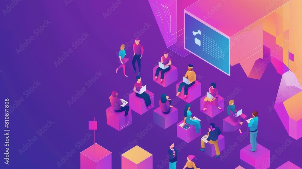 A banner for an upcoming business meeting. A training seminar and meeting banner for a professional development seminar. A modern landing page illustrating team education for a company with isometric A banner for an upcoming business meeting. A training seminar and meeting banner for a professional development seminar. A modern landing page illustrating team education for a company with isometric