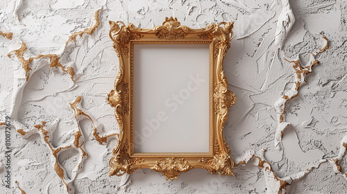 antique style golden bronze frame art design rectangle square frame border corners isolated on white background copy space for text, cards, wallpapers, portraits, banners, abstract , decor , wall  © Mahnoor
