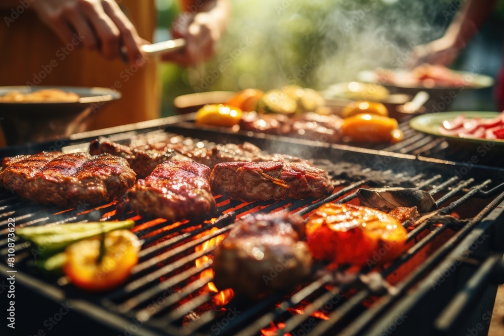 Naklejka premium BBQ Cookoff - A Taste of Summer Fictional Character Created By Generative AI. 