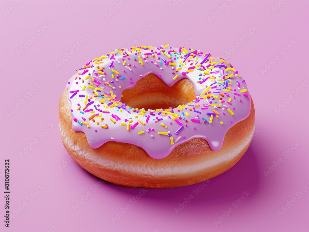 A donut with sprinkles on top of it. The sprinkles are in different colors and are scattered all over the donut A donut with sprinkles on top of it. The sprinkles are in different colors and are scattered all over the donut