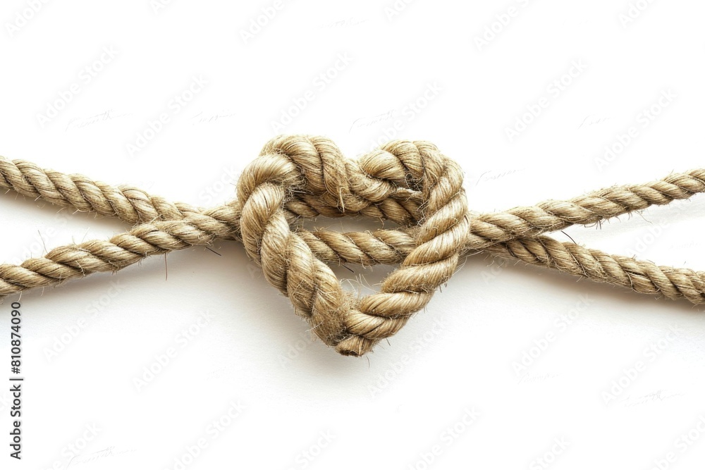 A rope is tied in a knot to form a heart shape A rope is tied in a knot to form a heart shape