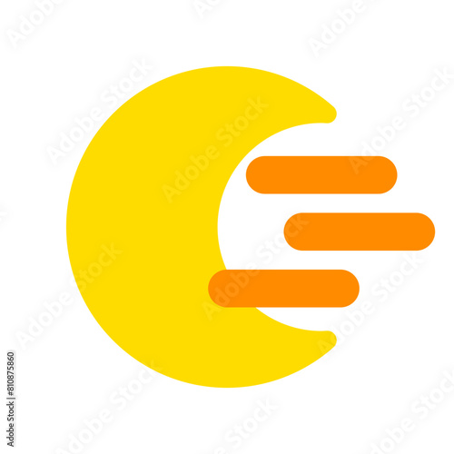 Editable cloudy windy moon vector icon. Part of a big icon set family. Perfect for web and app interfaces, presentations, infographics, etc
