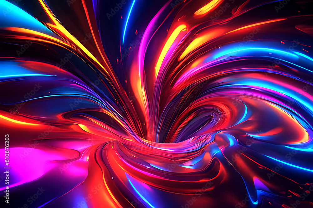 Obraz premium Abstract neon lights colorful digital paint technology painting abstract background design illustration.