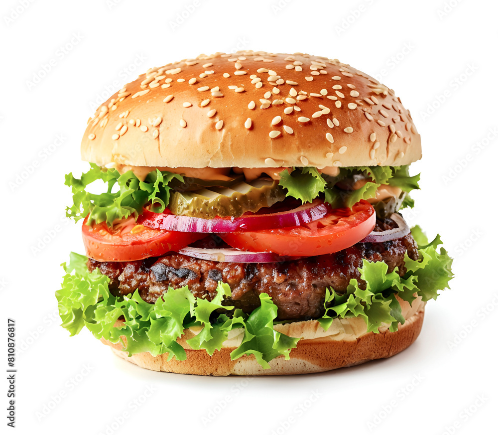 Hamburger with cutlet and vegetbles Hamburger with cutlet and vegetbles