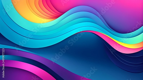 Abstract horizontal multicolored gradient wave texture background. Smooth graceful lines