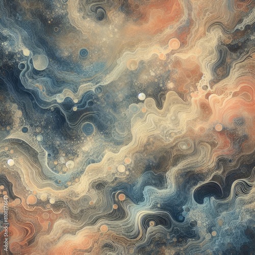 Abstract Marbled Artwork paper with Earthy Tones and Fluid Patterns with Generative AI.