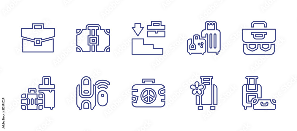 Suitcase line icon set. Editable stroke. Vector illustration. Containing suitcase, tour, luggage, baggage.