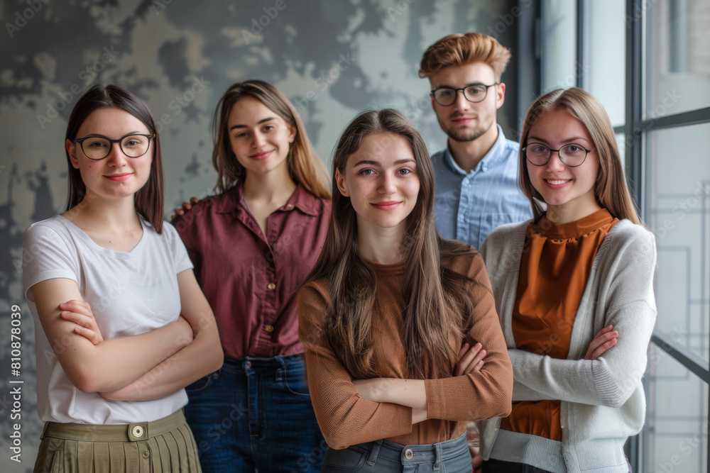 Obraz premium Group of People Standing Together. Generative AI