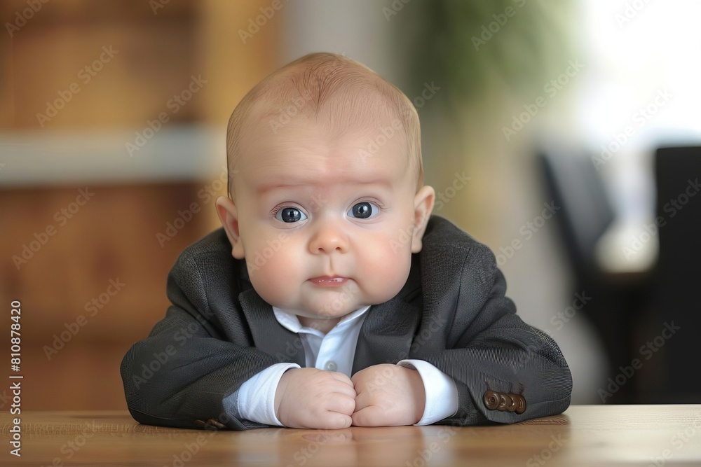adorable baby in business suit humorous office meeting concept photo adorable baby in business suit humorous office meeting concept photo
