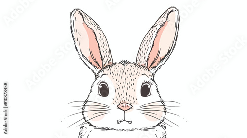 Cute funny face of bunny. Baby rabbits head portrait © Amber