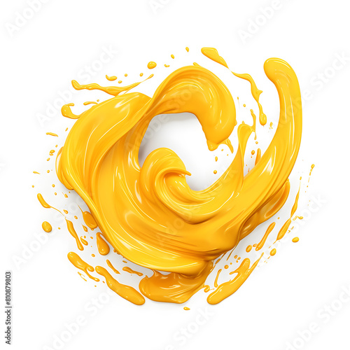 Melted yellow cheese or butter swirl closeup isolated on white background